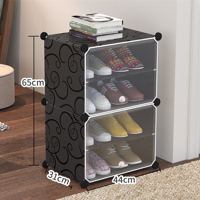 Plastic dustproof multi-function shoe storage cabinet with doors shoe organization rack