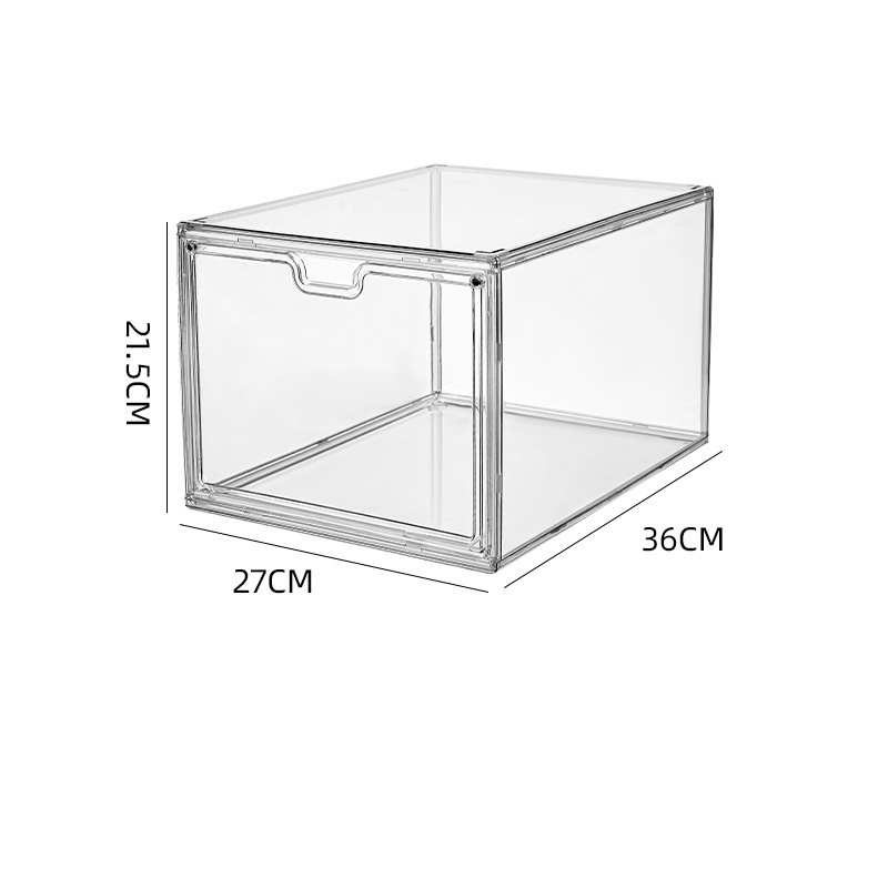 Stackable Clear Acrylic Drop Front Shoe Container Storage Boxes With Magnetic Door