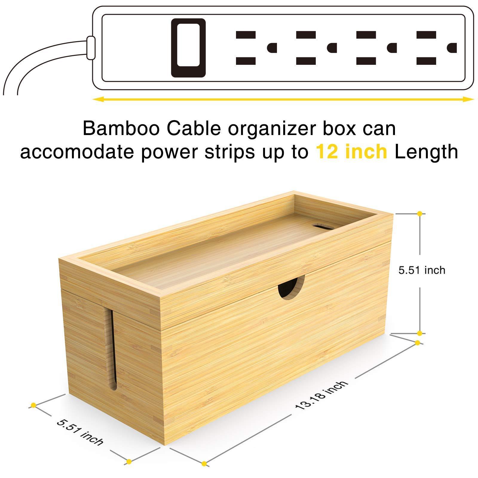 Hot Sale Cable Box Hider Storage Bamboo Cord Organizer Cable Box For Desk Conceal Power Strips