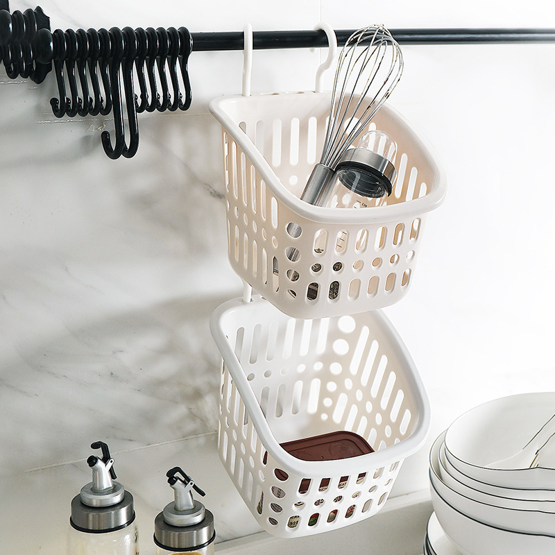 Bathroom Storage Basket Hanging Drain Basket Wall-Mounted Plastic Basket Bathroom Shelves Bathroom Accessories Organizers