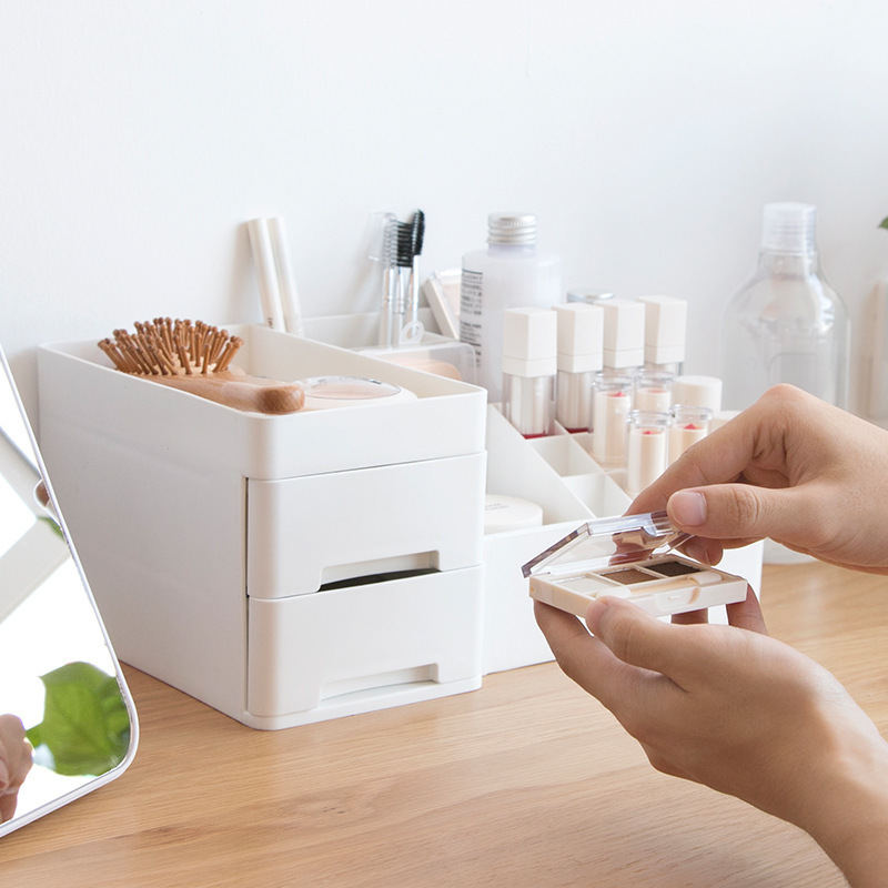 Fast Delivery Small Make Up Organizers And Storage Plastic Modern Design White Makeup Organizer