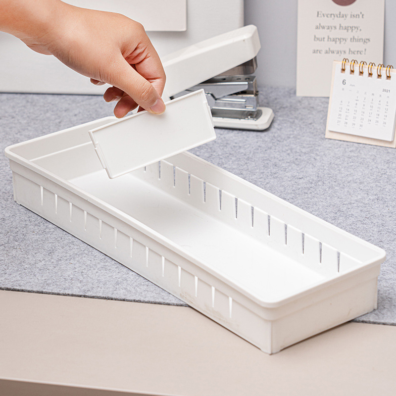 Kitchen Office Desk Plastic Compartment Adjustable  Divided Drawer Storage Organizer Box