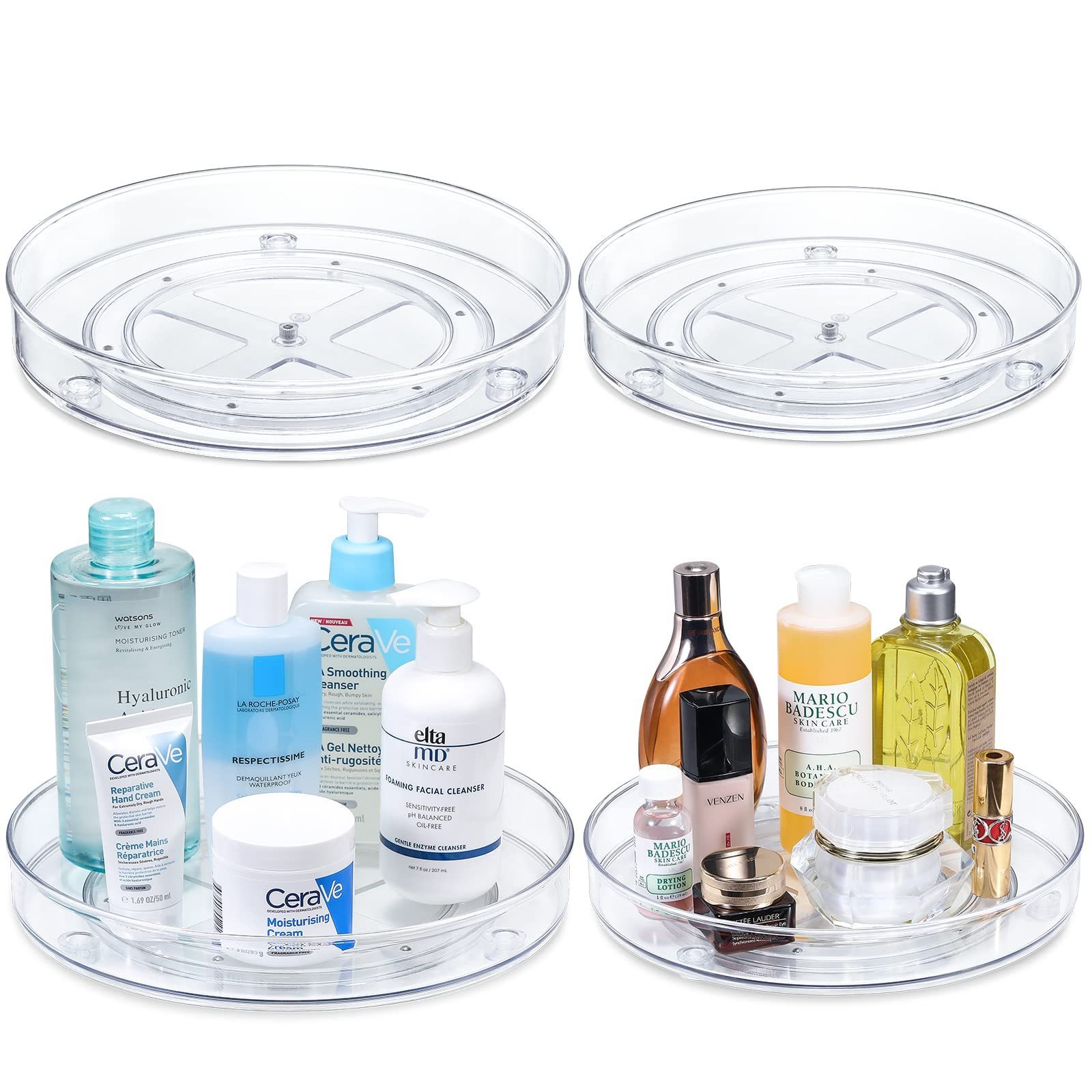 360 Degree PET  Makeup Organizers lazy susan clear storage turntable rotating organizer