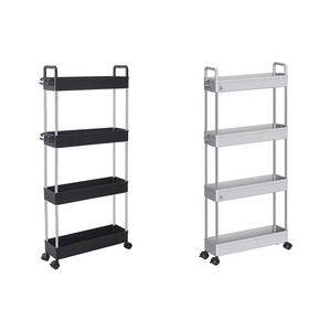 4 Tier Narrow Spaces Skinny Shelf Slide Out Slim Storage Rolling Cart