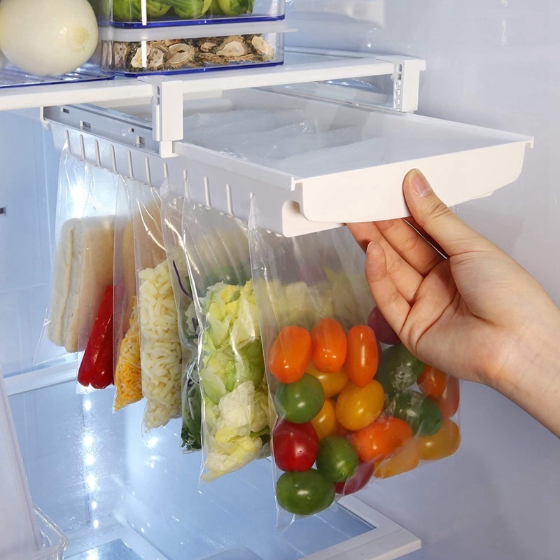 Refrigerator Fresh Keeping Ziplock Bag Rack Can Pull Slide Hanging Storage Rack For Food