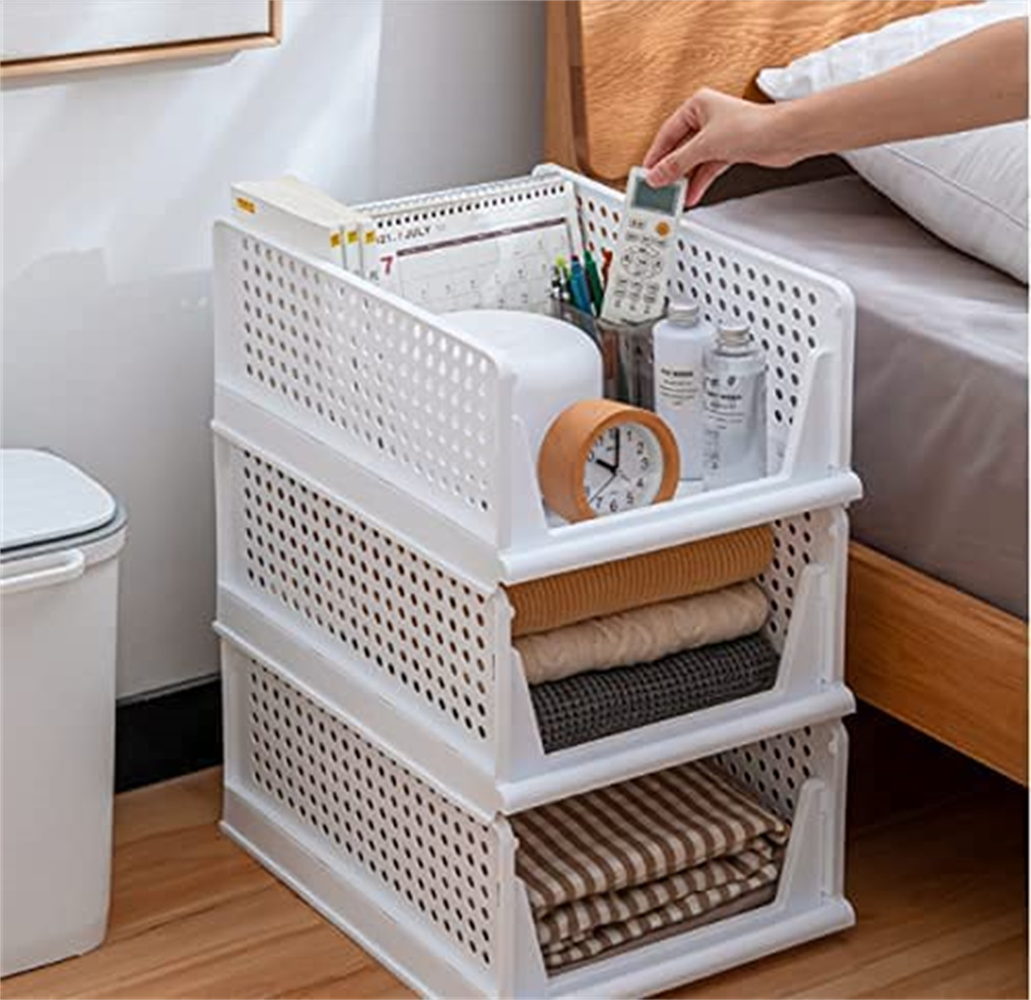 Wardrobe Storage Basket Draw Sliding Clothes Storage Box Stackable Folding Storage Clothing Box