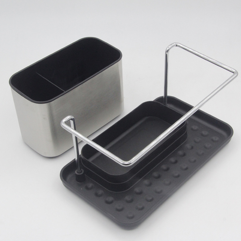 Non-Slip sink organiser sponge holder kitchen stainless steel sink caddy for cleaning