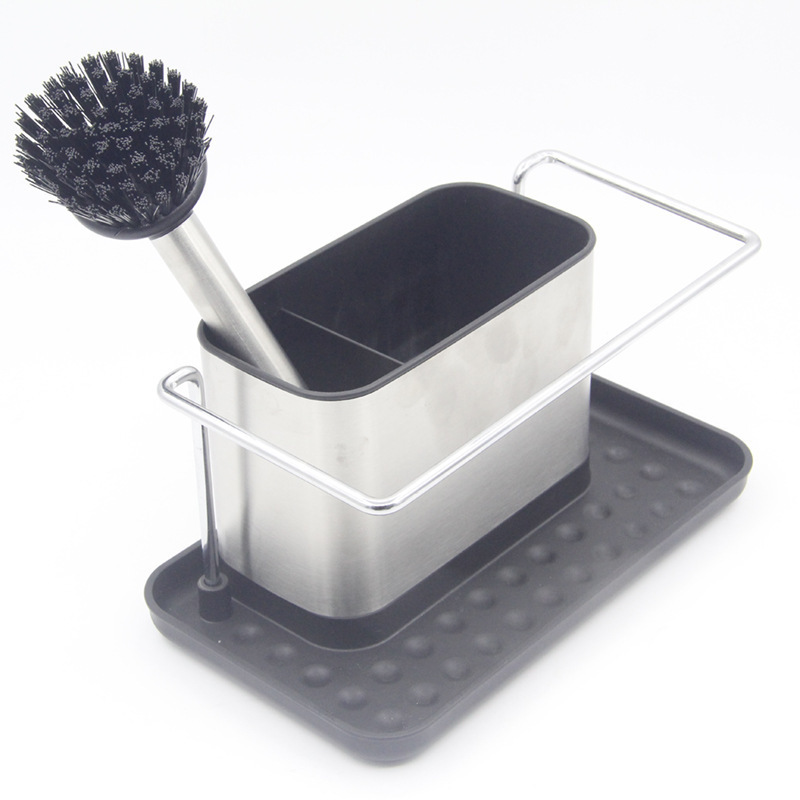 Non-Slip sink organiser sponge holder kitchen stainless steel sink caddy for cleaning