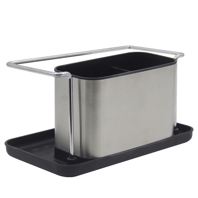 Non-Slip sink organiser sponge holder kitchen stainless steel sink caddy for cleaning