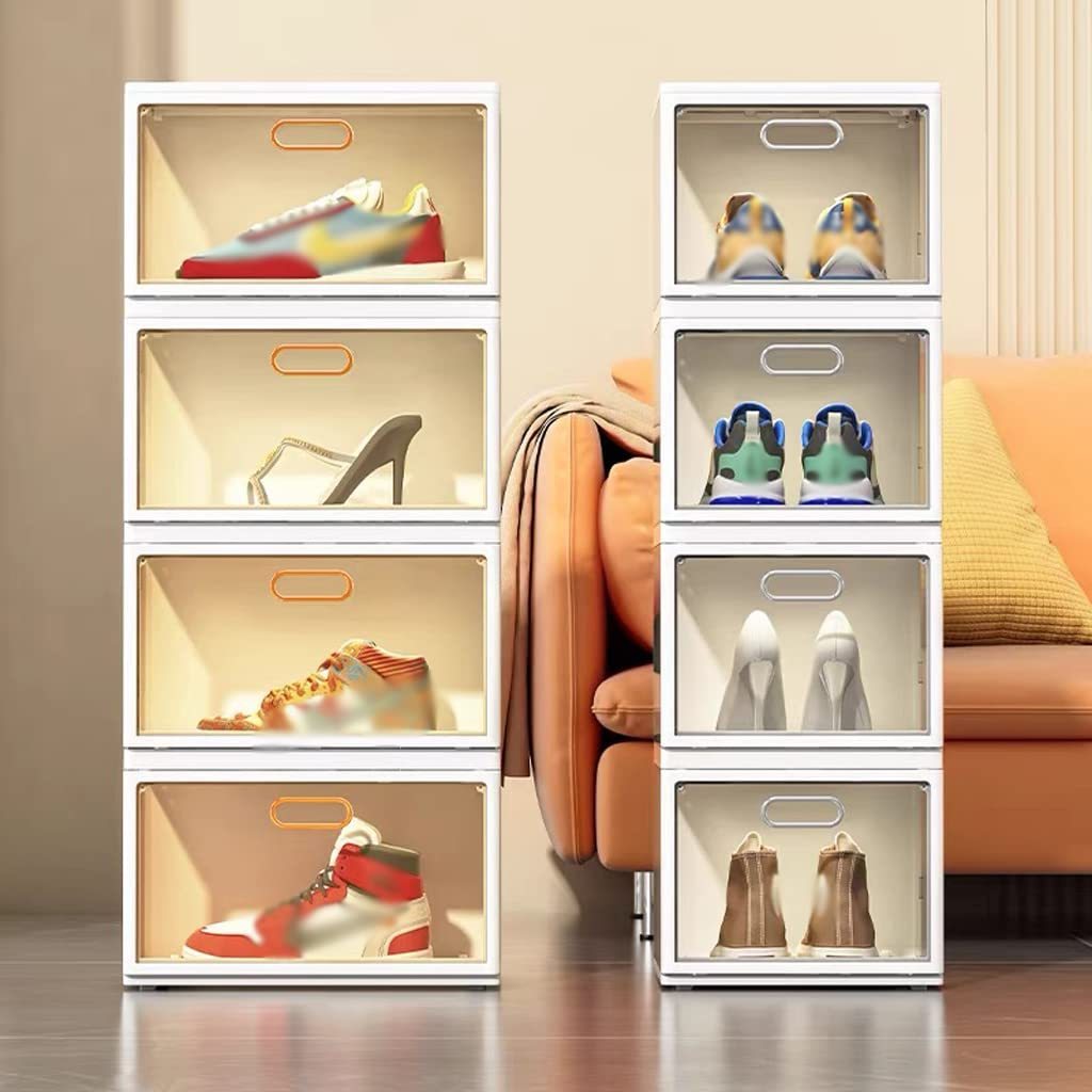 Dust-proof Magnetic Opening Collapsible Shoe cabinet  Installation Free folding Clear shoes Box