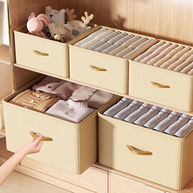 Large Capacity Wardrobe Layered Sorting Drawer Organizers Fabric Foldable Closet Drawer Storage Box