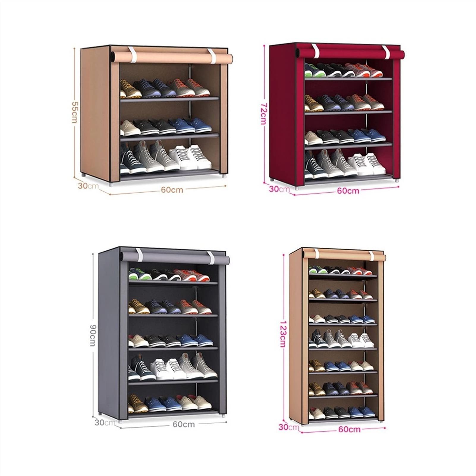 Standing Cabinet Shoe Rack Home Storage Foldable Fabric Shoe Racks Storage Organizer With Nonwoven Dustproof Cover