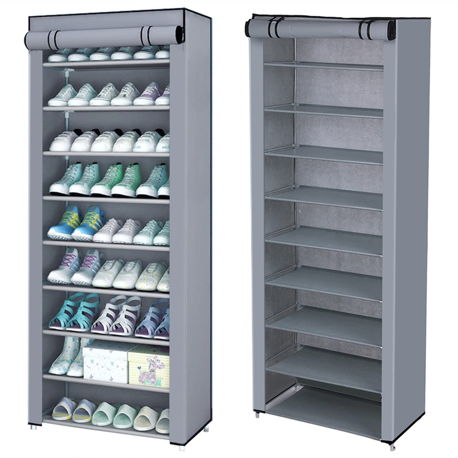 Standing Cabinet Shoe Rack Home Storage Foldable Fabric Shoe Racks Storage Organizer With Nonwoven Dustproof Cover