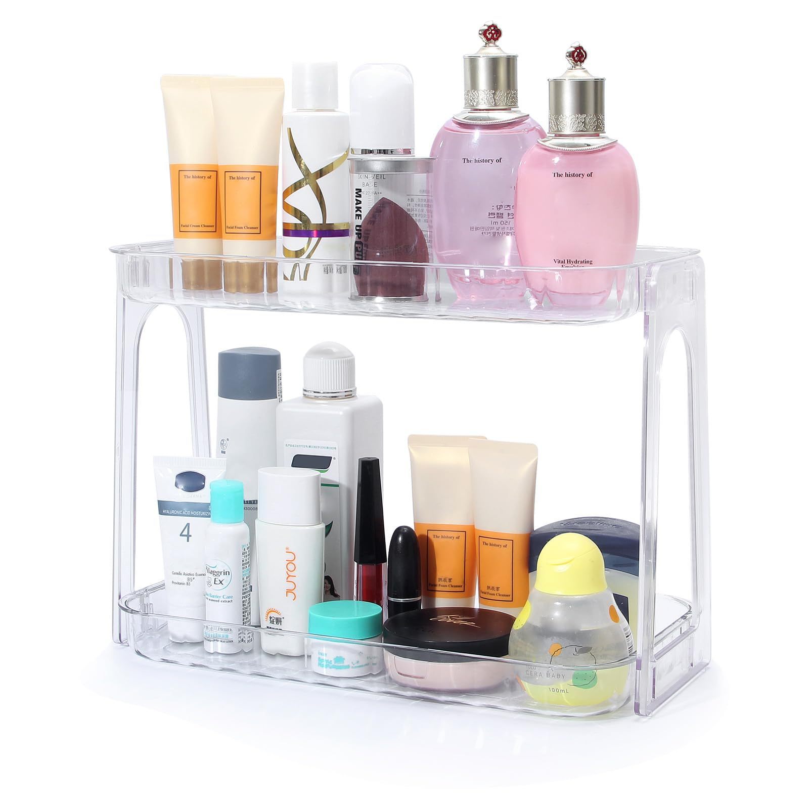 2 Tier Large Capacity  Vanity Storage Shelf Skincare Makeup Organizer For Bathroom Kitchen Dresser