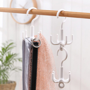 360 degree Rotating  4 Pcs Tie Multi-function  Swivel Hook Hanger Save Space For Bag Belt Cabinet Storage