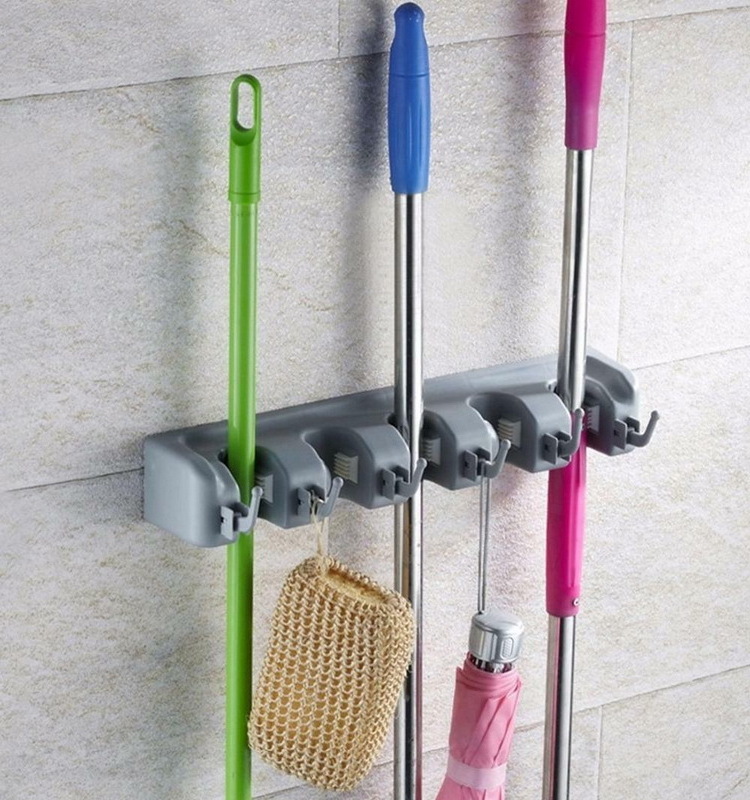 Wall Mounted Hanger Organizer Storage Mop and Broom Holder