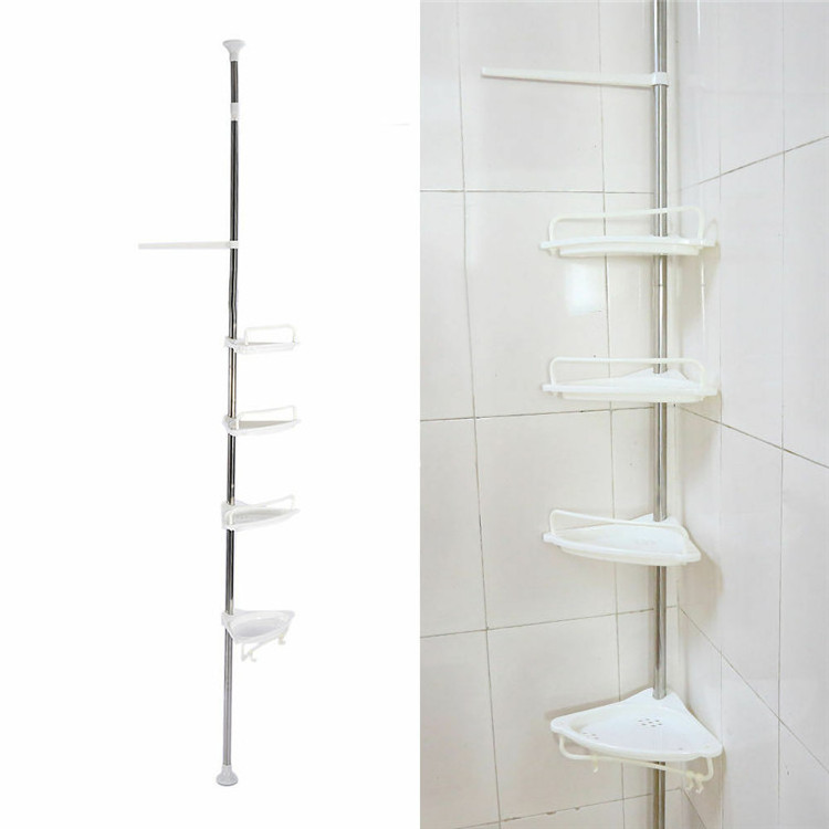 4 Tier Bathroom Bathtub Corner Adjustable Storage Organizer Shelf Telescopic Shower Rack