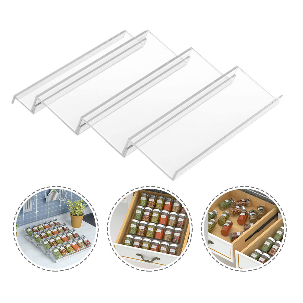 Four Layers Acrylic Spice Jar Bottle Storage Racks Kitchen Drawer Spice Rack Organizer