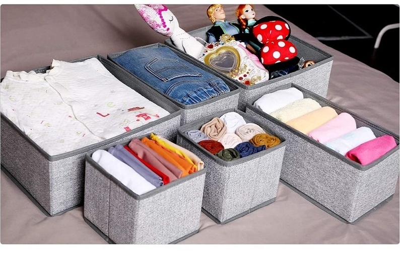 6 Set Foldable Underwear Drawer Organizer and Closet underwear storage box drawer