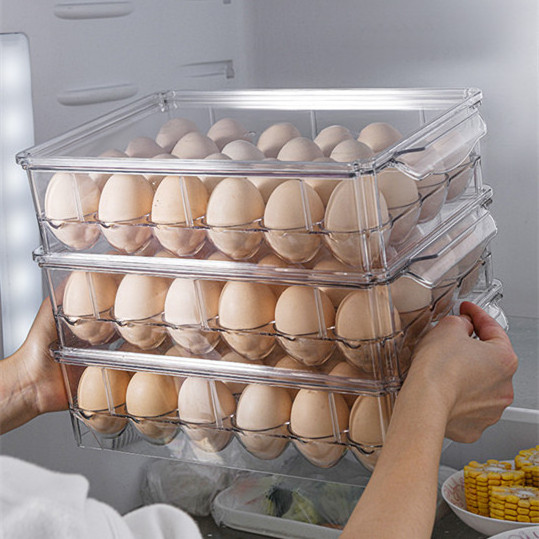 Home plastic high capacity double layer chicken shaped refrigerator egg storage box