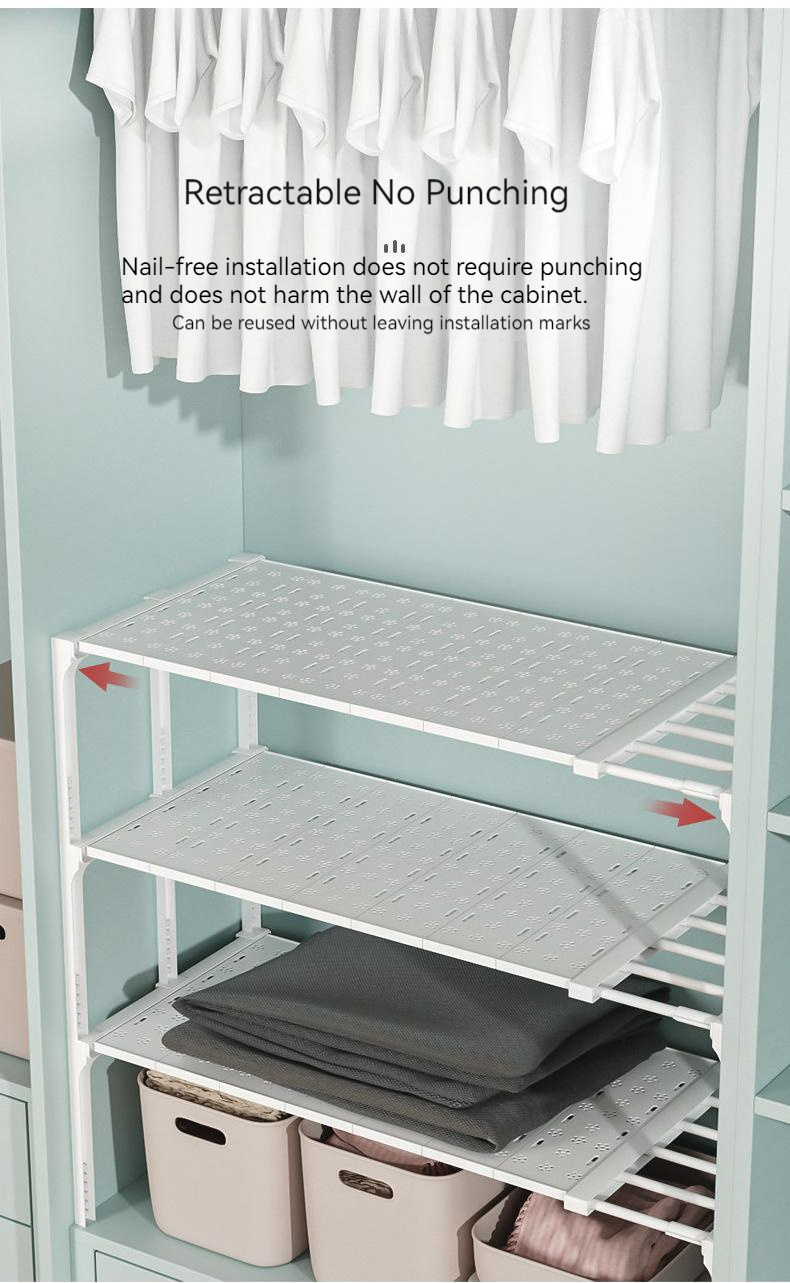 Wardrobe Plastic Expandable Closet Shelf Adjustable Wardrobe Closet Layered Shelves