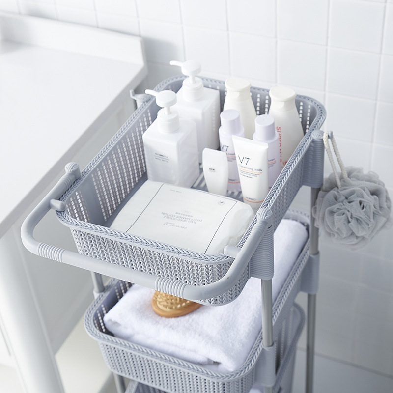 Bathroom 360 rotating dirty clothes storage rack corner shelf laundry basket trolley storage holders & racks