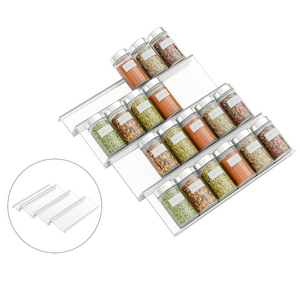 Four Layers Acrylic Spice Jar Bottle Storage Racks Kitchen Drawer Spice Rack Organizer