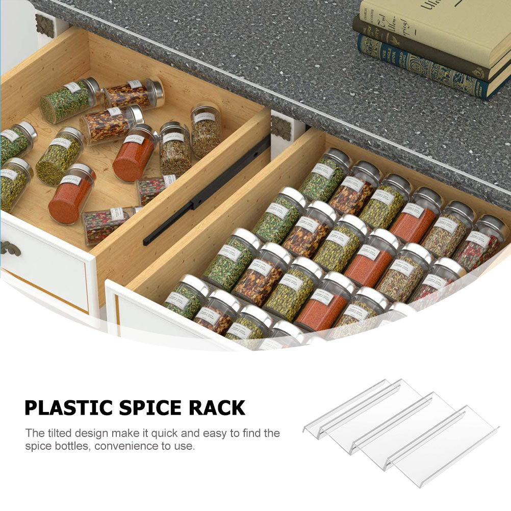 Four Layers Acrylic Spice Jar Bottle Storage Racks Kitchen Drawer Spice Rack Organizer