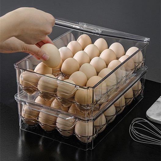 Home plastic high capacity double layer chicken shaped refrigerator egg storage box