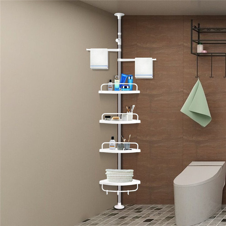 4 Tier Bathroom Bathtub Corner Adjustable Storage Organizer Shelf Telescopic Shower Rack