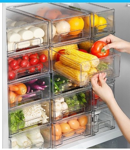 Kitchen Stackable Storage Box Container Refrigerator Drawer Fridge Storage Organizer