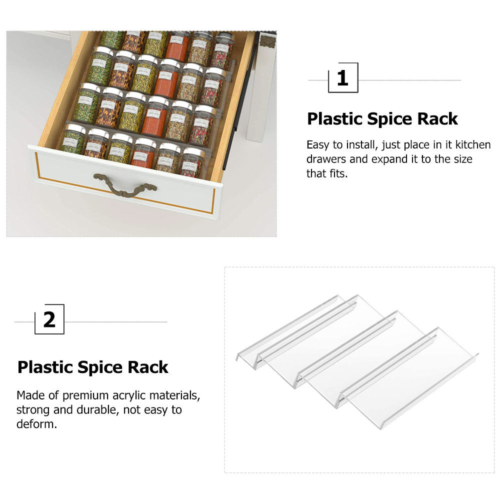 Four Layers Acrylic Spice Jar Bottle Storage Racks Kitchen Drawer Spice Rack Organizer