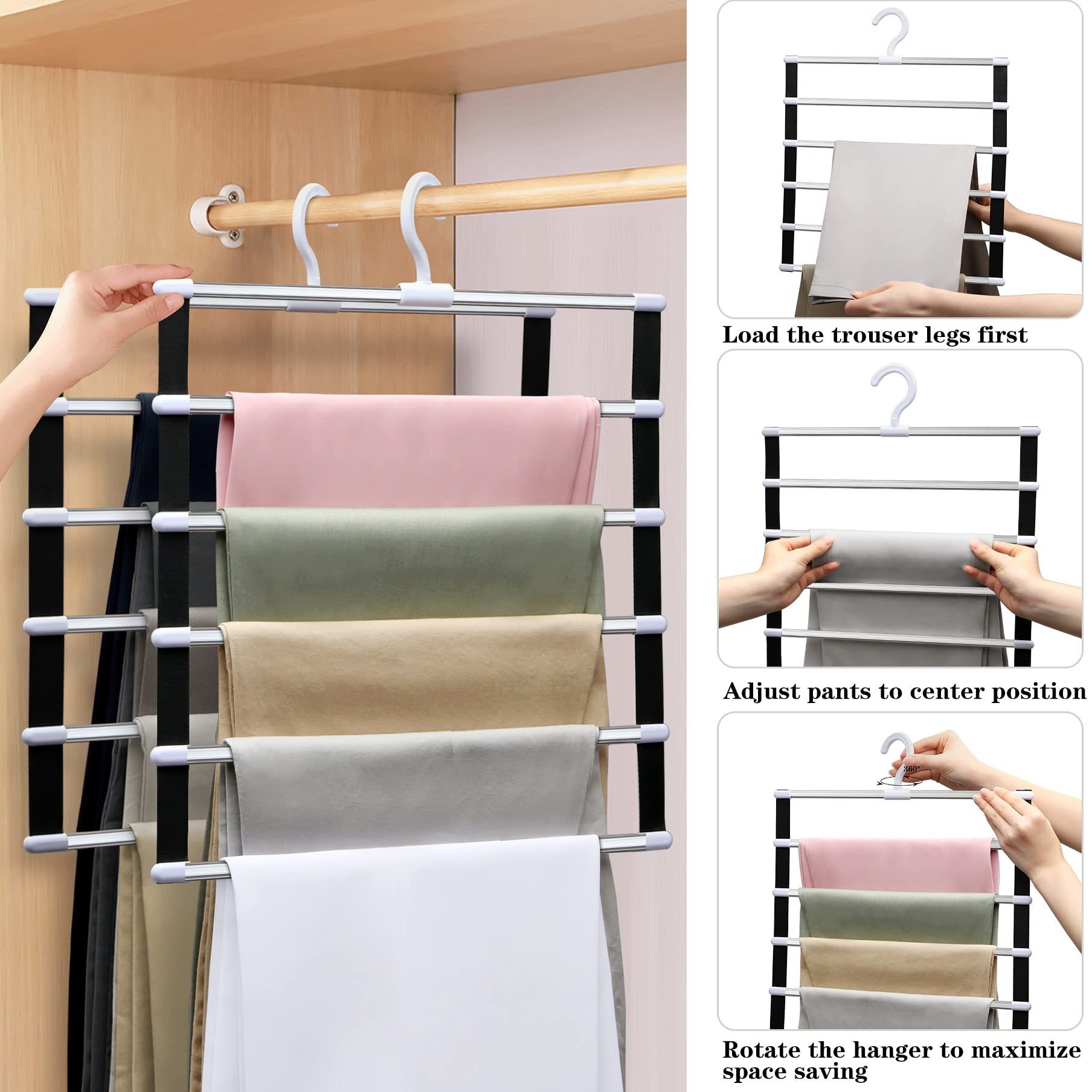 8 Layers Pants Hangers Holders Trousers Hanger Storage Metal Hangers Wardrobe Closet