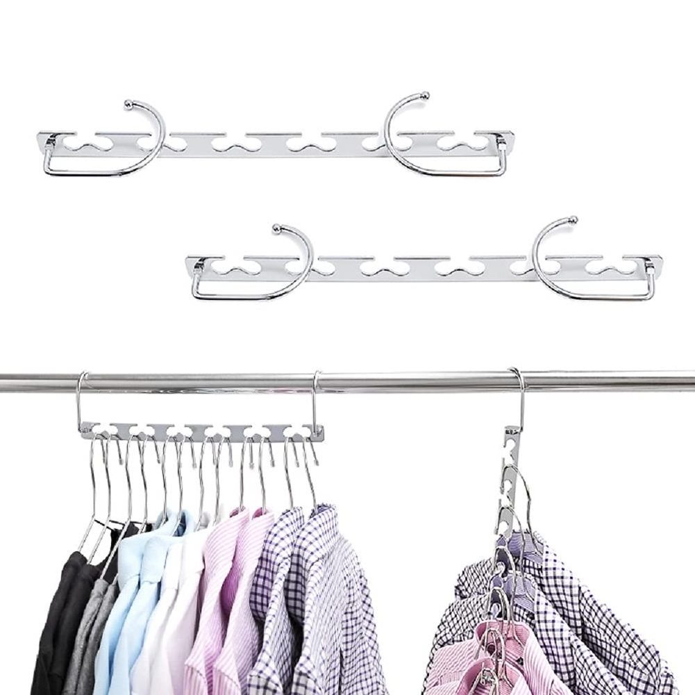 Closet Organizer Space Saver Metal Clothing Hangers Clothes Magic Hanger Rack Set