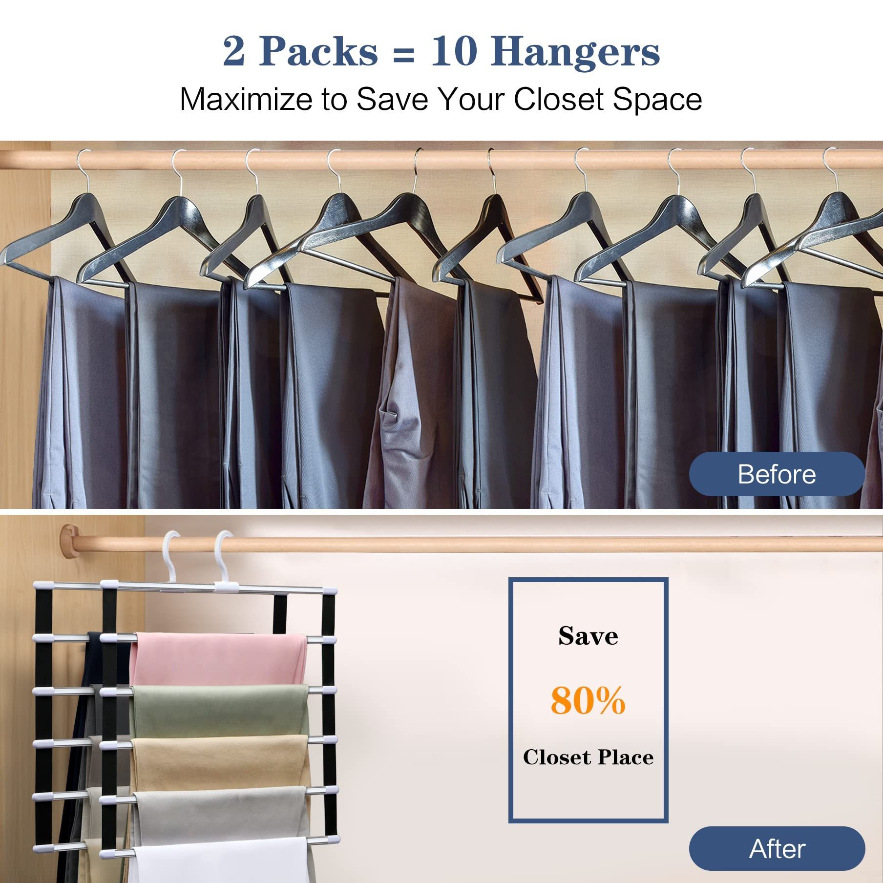 8 Layers Pants Hangers Holders Trousers Hanger Storage Metal Hangers Wardrobe Closet