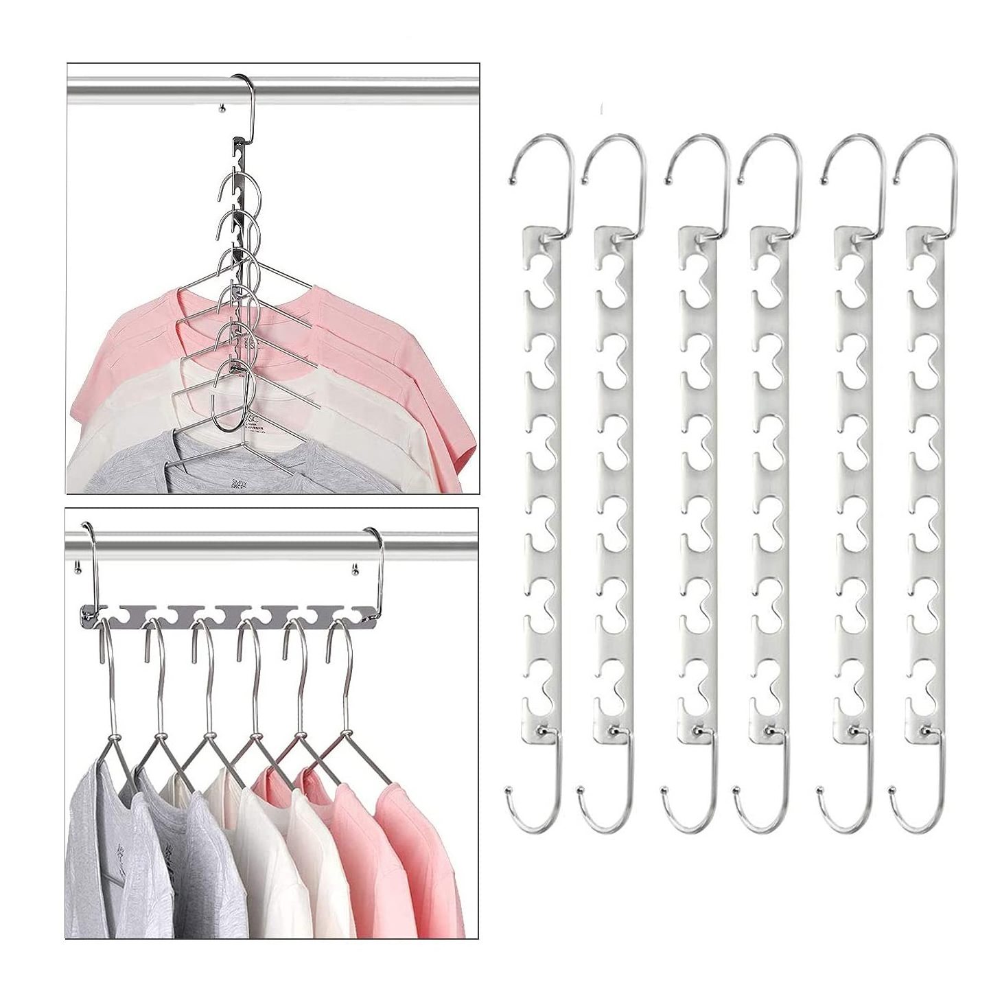 Closet Organizer Space Saver Metal Clothing Hangers Clothes Magic Hanger Rack Set