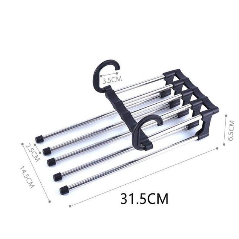 5 Tier Stainless Steel Multi-Functional Space Saving Magic Pants Hangers For Closet