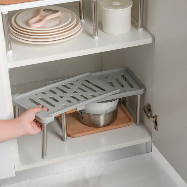 Kitchen Closet Organizer Storage Rack Adjustable Cabinet Shelf