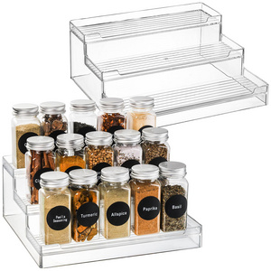 Acrylic storage shelves Organizer spice bottle rack Step Shelf for Kitchen bathroom Cabinet Countertop