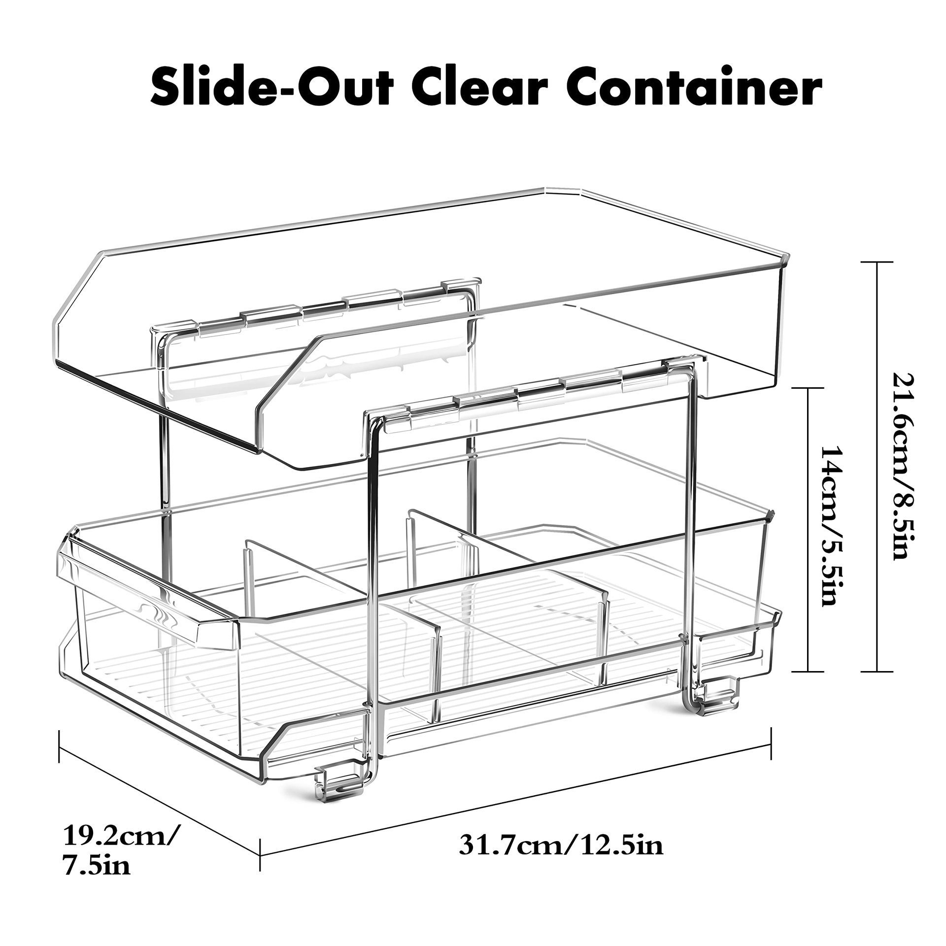 clear bathroom slide-out 2 tier under sink pull out pantry storage organizer