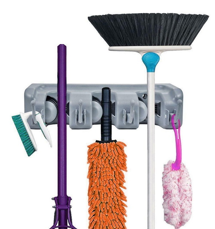 Wall Mounted Hanger Organizer Storage Mop and Broom Holder