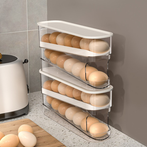 Fridge 2 Tier Automatic Egg Roller Storage Organizer Container Egg Holder For Refrigerator