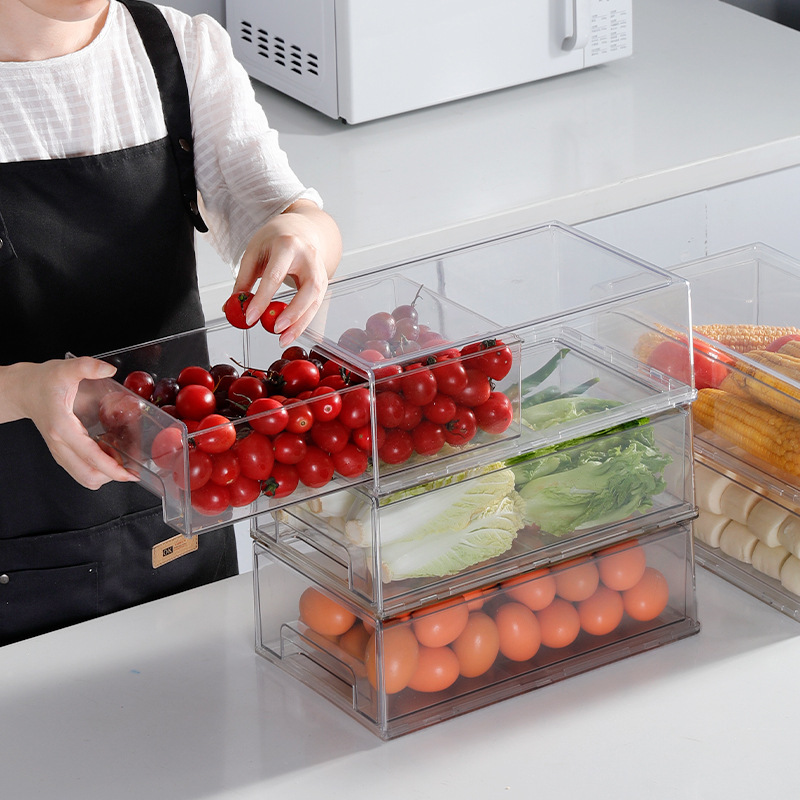 Kitchen Stackable Storage Box Container Refrigerator Drawer Fridge Storage Organizer