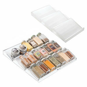 Kitchen Cabinet Drawer Organizer 3 Slanted Tiers Expandable Adjustable Spice Rack