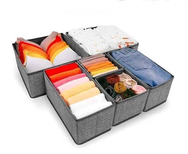 6 Set Foldable Underwear Drawer Organizer and Closet underwear storage box drawer