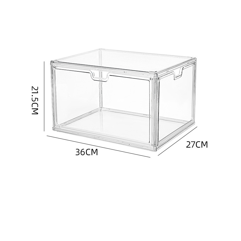 Stackable Clear Acrylic Drop Front Shoe Container Storage Boxes With Magnetic Door