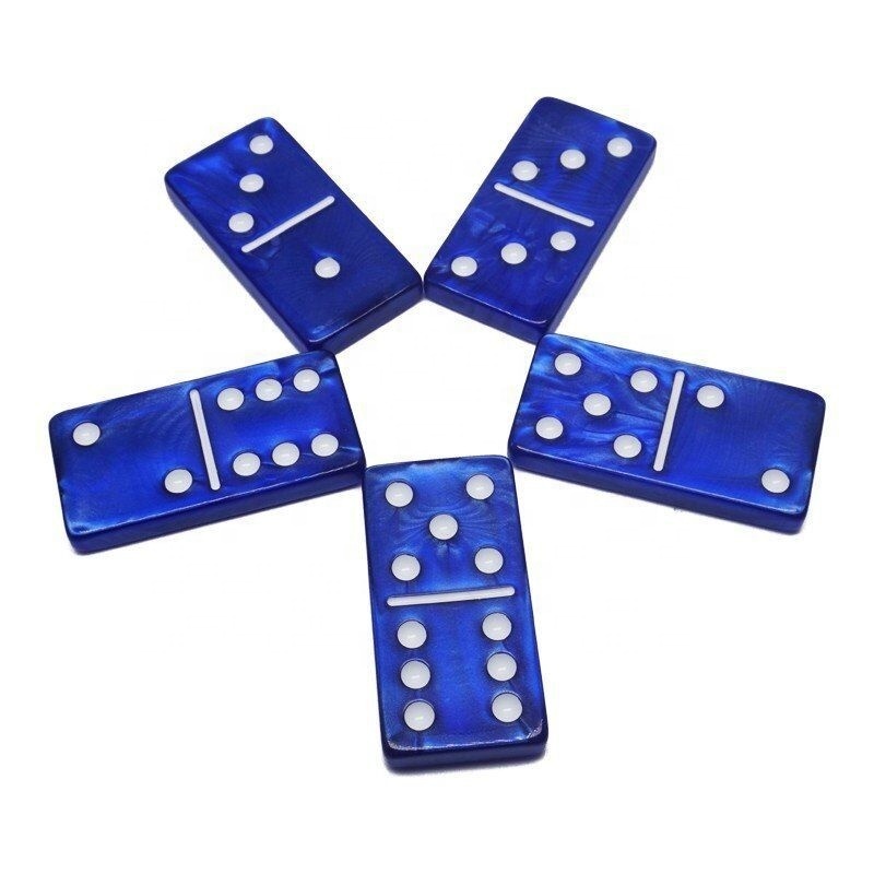 Acrylic Double 6 Jumbo Dominoes Set Midnight Sapphire