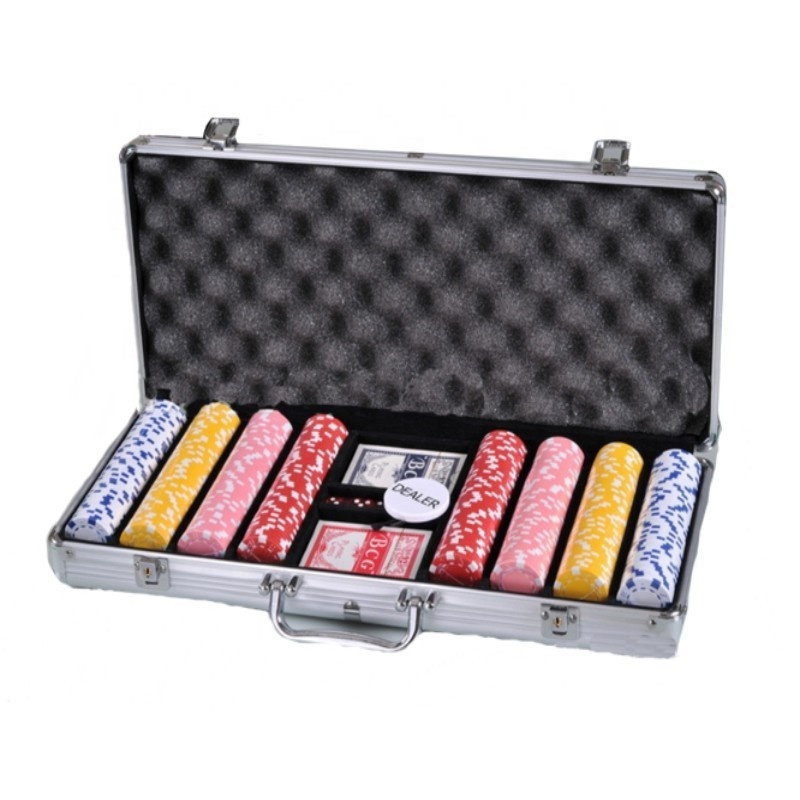 Custom Poker Chips Set 500 Chips Cards Dice Dealer Button Rolling Aluminum Case Professional Casino Supplies Kits Holders