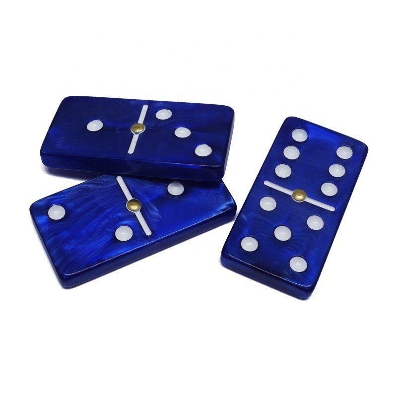 Acrylic Double 6 Jumbo Dominoes Set Midnight Sapphire