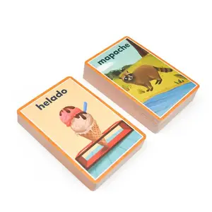 Custom children playing cards cardboard memory oracle card printing CMYK kid learning flash card educational flashcards